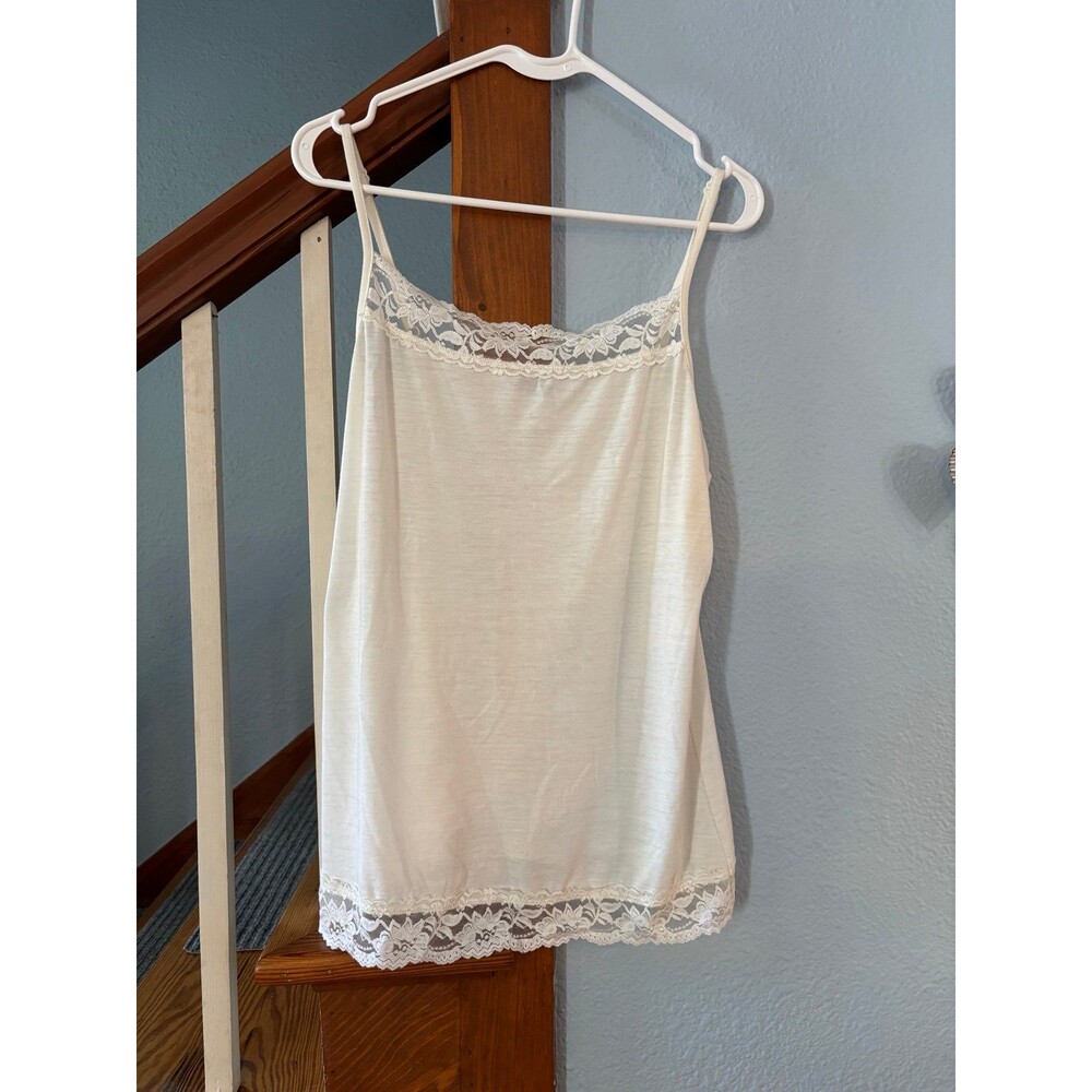 Maurices Y2K Cami Top Womens white Lace Trim Coquette Feminine Fairy Festival XL
